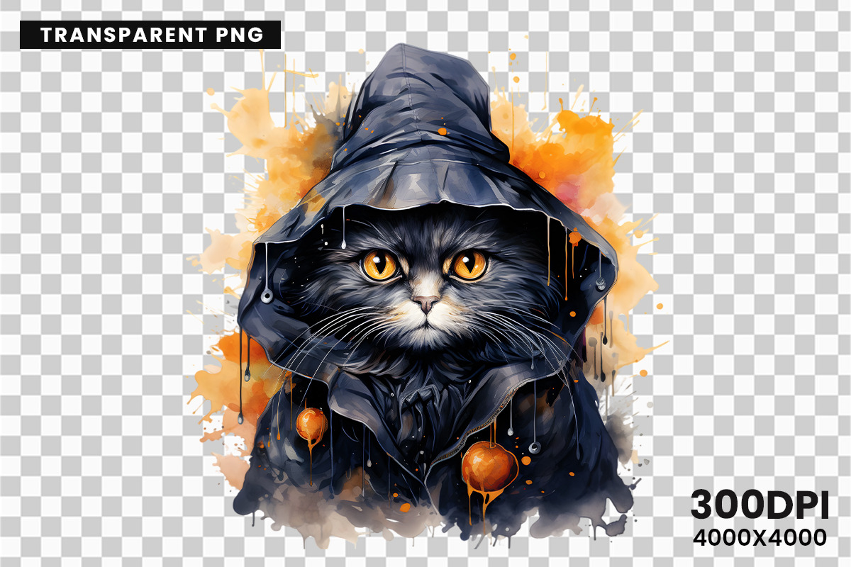 Halloween Cat Witch Clipart Bundle, a Seasonal Illustration by Creative Arslan (Photo 9 of 9)