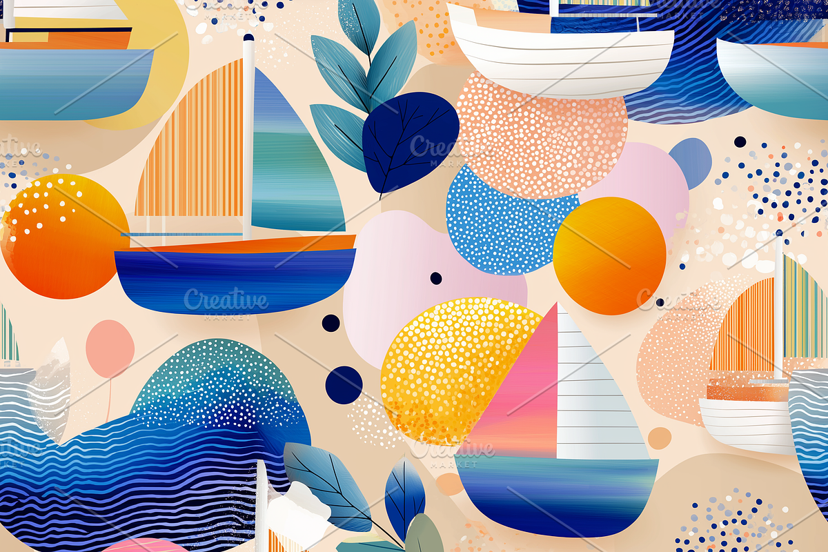 Sailing boats / Coastal patterns Set, a Pattern Graphic by LoveDesignShop (Photo 5 of 8)