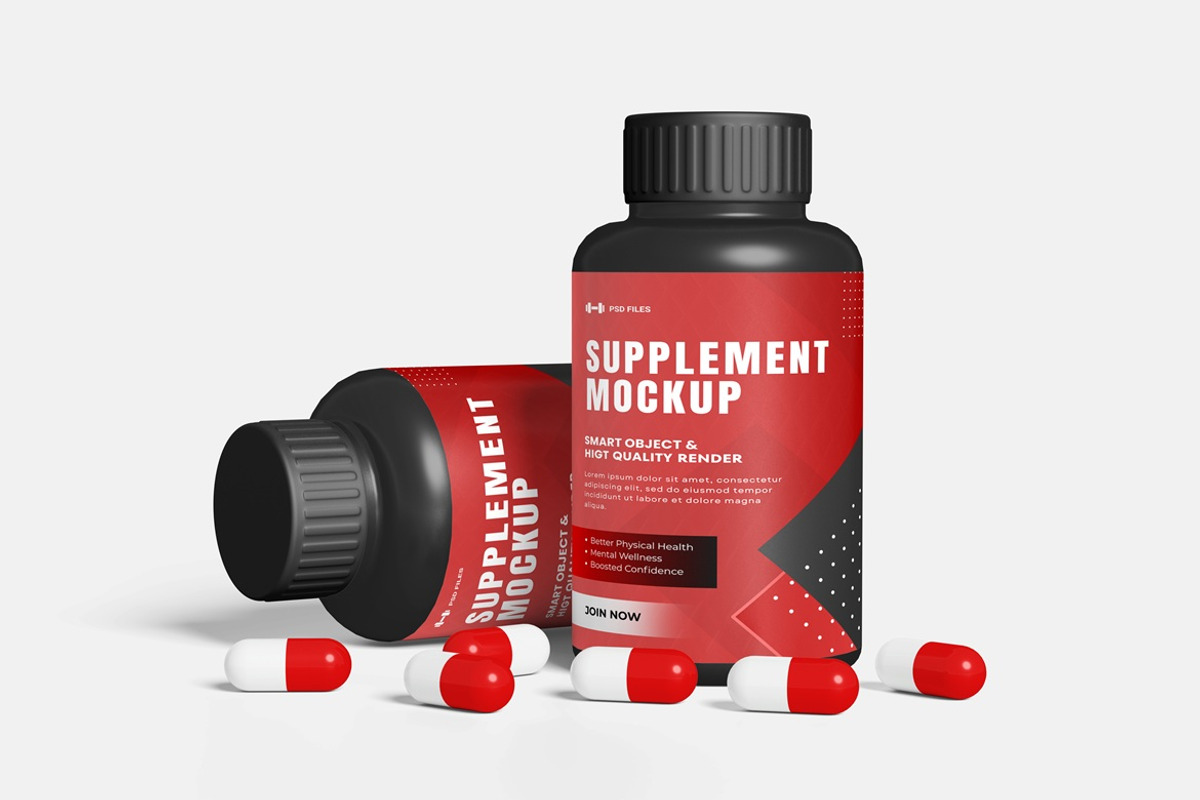 Supplement Bottle Packaging Mockup., a Packaging Mockup by AndikaGraphic (Photo 3 of 5)