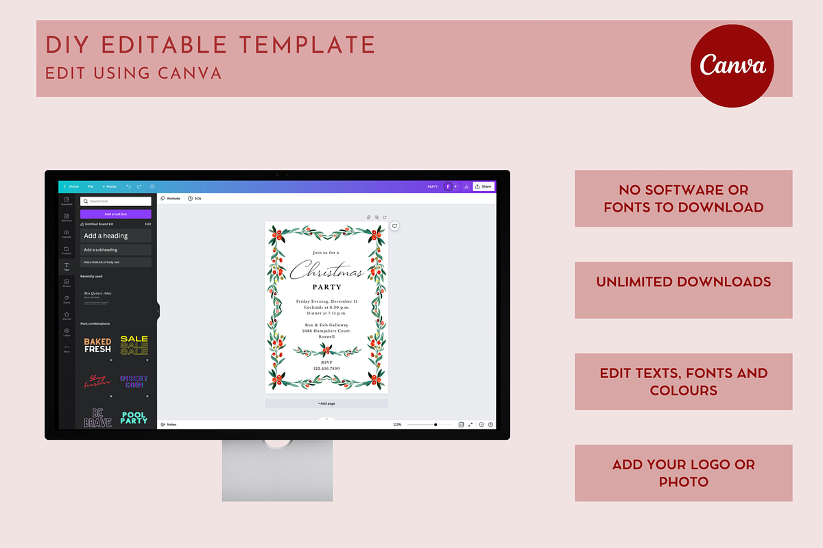 Editable Christmas Invitation, an Invitation Template by ForeverPrint (Photo 8 of 8)