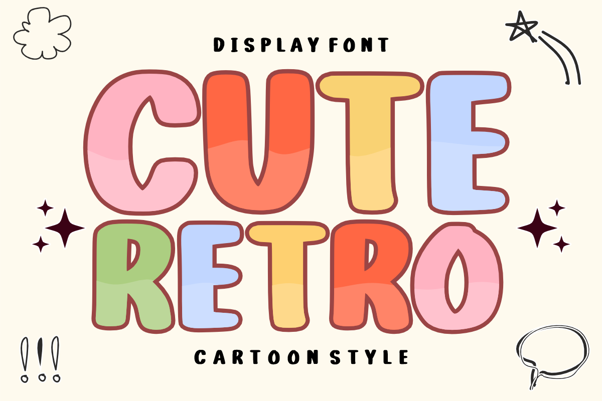 Cute Retro – Retro Display Font, a Handwritten Font by KiddoGlyphs Studio (Photo 1 of 5)