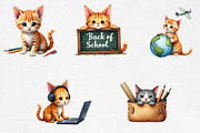 Watercolor Cat Back to School Clipar, an Illustration by CrexoraLab (Thumbnail 4 of 5)