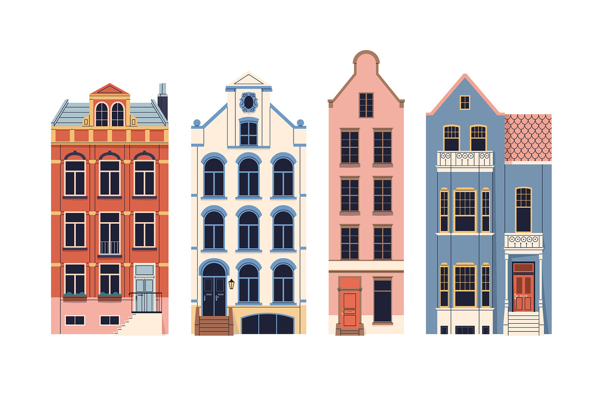 English houses set. UK architecture, an Illustration by Good Studio (Photo 3 of 7)