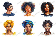 Watercolor Black Women Clip Art, an Illustration by designcity5 (Thumbnail 2 of 5)