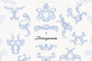 Azure Baroque LineArt, a Decorative Illustration by SunnyAfternoons (Thumbnail 14 of 15)