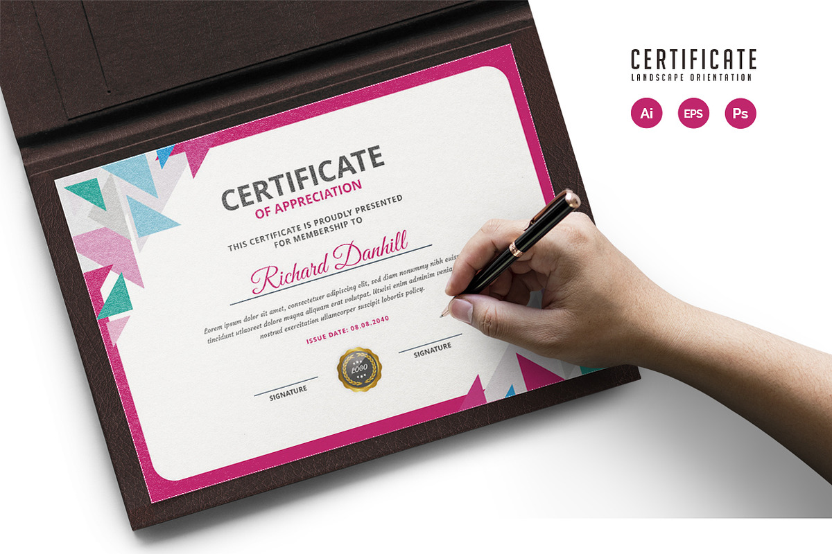 573. Modern Certificate Template, a Stationery Template by CreativeRezwan (Photo 1 of 3)