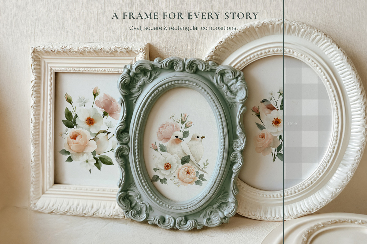 Château Bloom Vintage Frame Mockups, a Household Mockup by NikiArts (Photo 6 of 12)