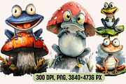Watercolor Cartoon Frog Illustration, an Animal Illustration by PrintHaven Designs (Thumbnail 2 of 10)