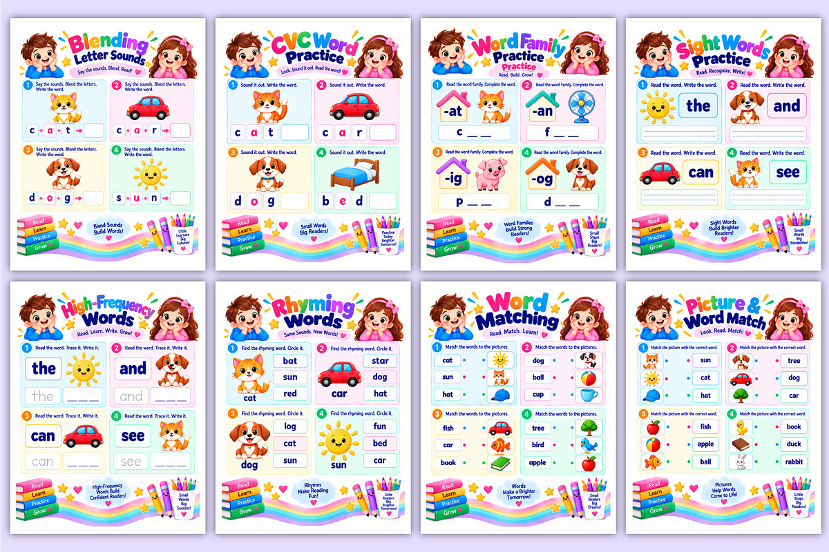 First Grade Reading Practice book, a Stationery Template by Mustafiz (Photo 3 of 4)
