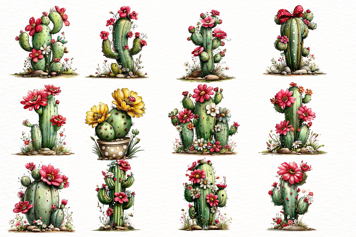 Whimsical cactus clipart, an Illustration by Designworld (Photo 3 of 8)