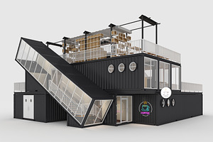 3D Model Container Cafe 6