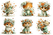 Whimsical Spring Cat Clipart, an Illustration by Dream Creation (Thumbnail 6 of 6)