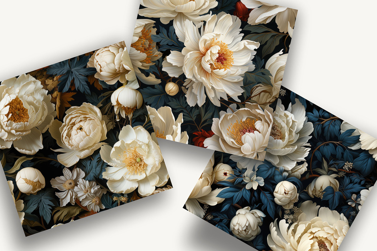 White Peony Patterns Set - 6 JPEG, a Pattern Graphic by LoveDesignShop (Photo 4 of 4)