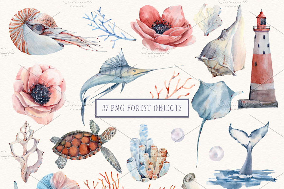 DEEP OCEAN Watercolor set, an Illustration by Lemaris (Photo 3 of 8)