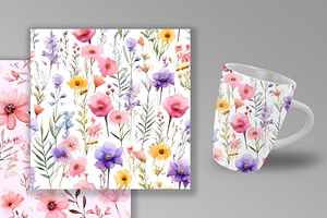 Watercolor Wildflowers Digital Paper