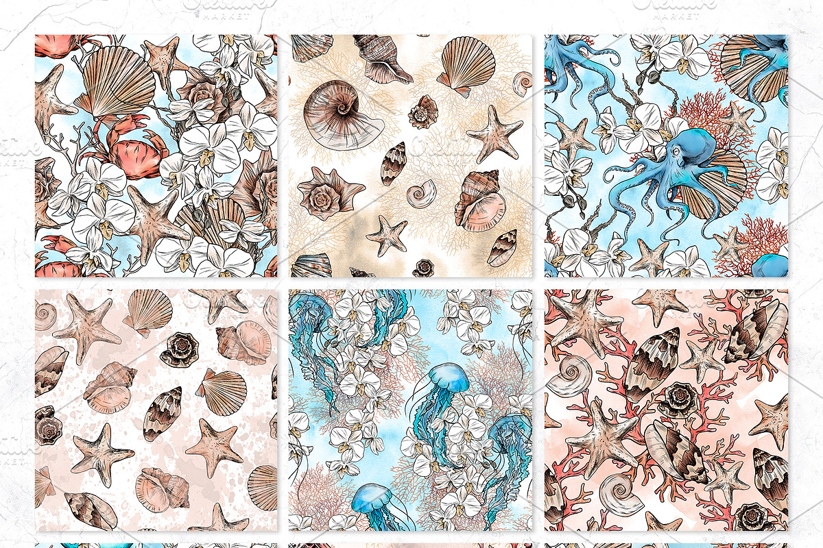 SERENITY | Watercolor ocean set, an Animal Illustration by Tanya Vollar (Photo 11 of 13)