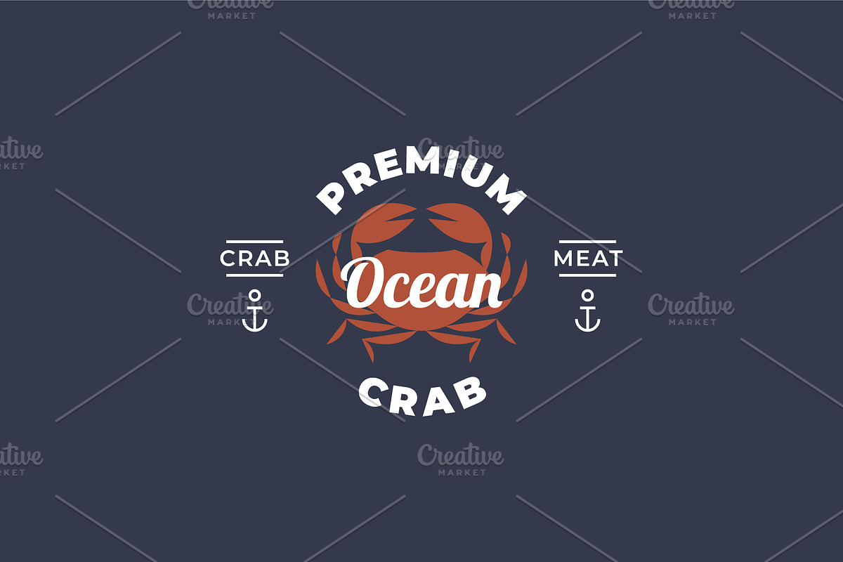 vintage premium crab seafood logo, a Branding & Logo Template by Blazybone