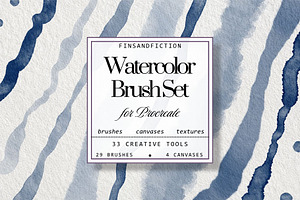 Wet Watercolor Brushes for Procreate, a Brush Add-On by Fins and Fiction