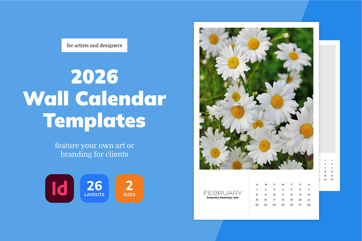 2026 InDesign Calendar Templates, a Marketing Template by Dandymark (Photo 1 of 6)