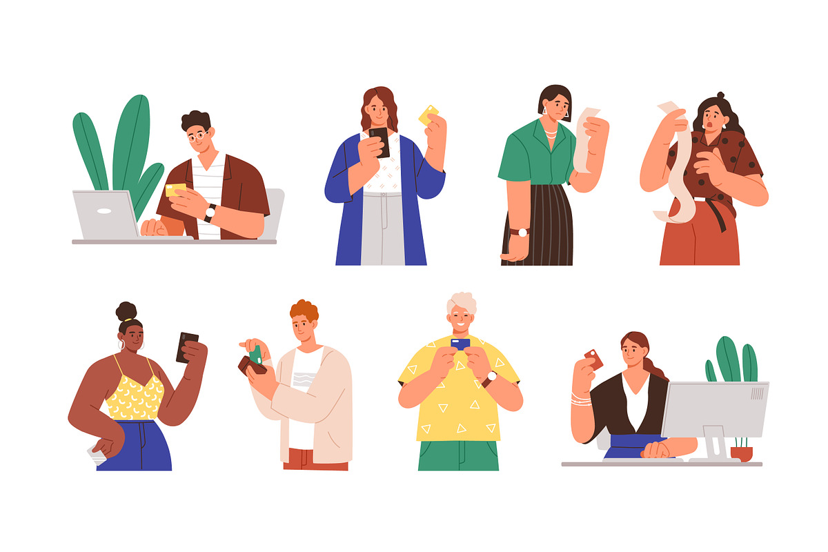 People with bank cards, receipts set, a Finance Illustration by Good Studio (Photo 1 of 3)