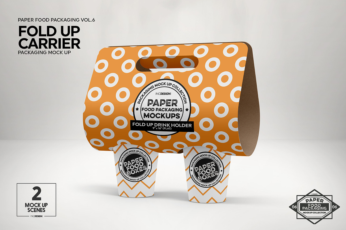 Fold Up Drink Carrier Mockup, a Cups & Container Mockup by INCDesign (Photo 3 of 9)