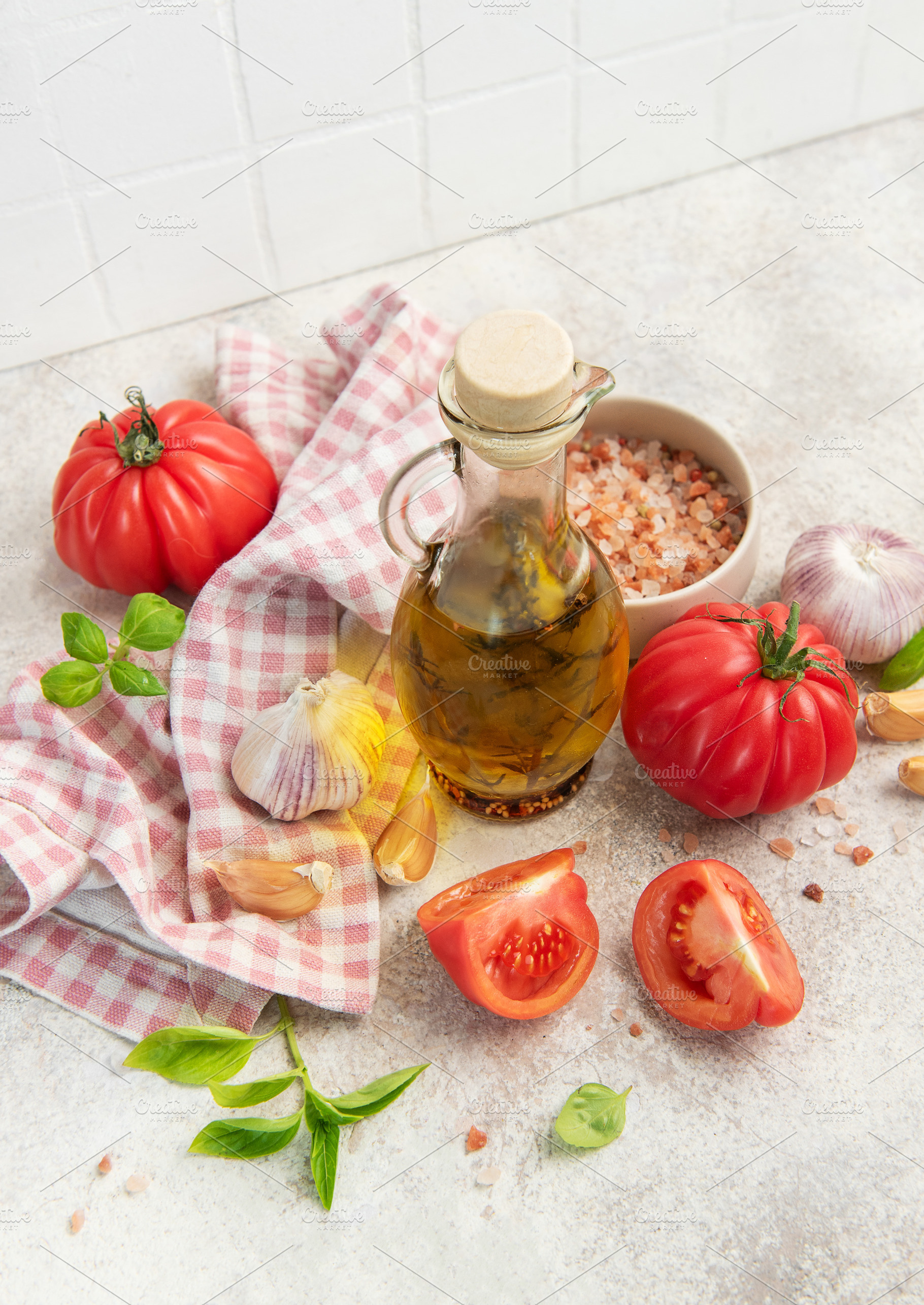 Fresh produce creating healthy cooking meal ingredients, a Food & Drink Photo by Olena Rudo