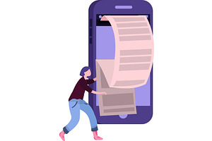 Online payment icon woman, phone, a Person Illustration by vectorpointstudio