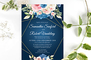 Navy and Blush Pink Roses Wedding, an Invitation Template by DreamsClipArt (Thumbnail 3 of 3)