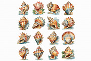 Watercolor Seashell Clipart, an Illustration by Libby Wishes (Thumbnail 2 of 4)