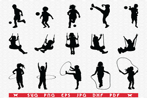 SVG Children Playing, Silhouettes, an Icon by DesignStudioRM