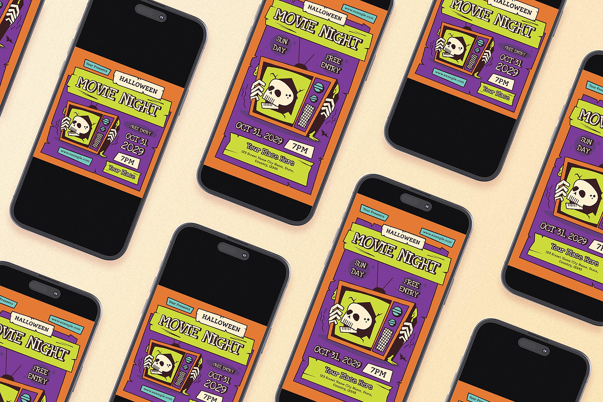 Halloween Movie Night Flyer Set, a Flyer Template by Aiyari Graphic (Photo 2 of 3)