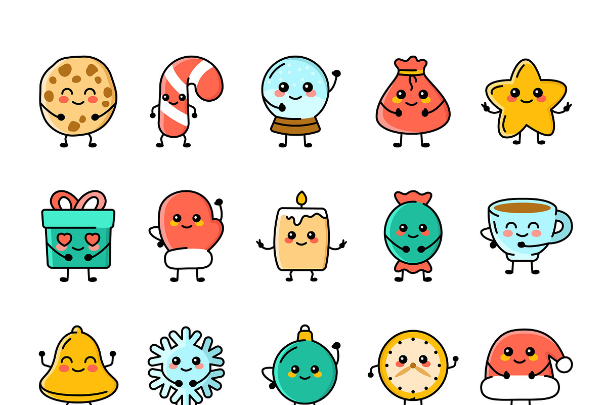 Christmas emoticons., an Emoji Icon by Backwoods_studio (Photo 1 of 21)
