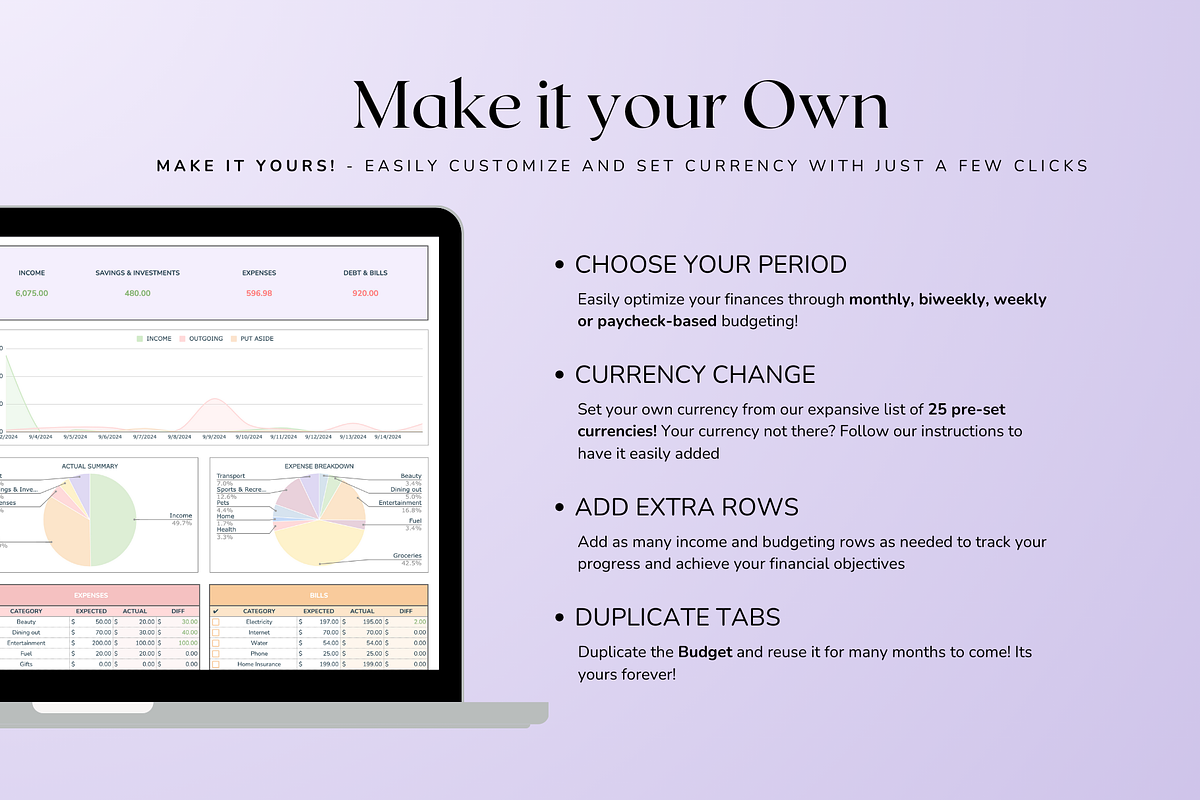 Simple Paycheck Budget - Pastel, a Templates & Theme by The Creative Plans co (Photo 6 of 10)
