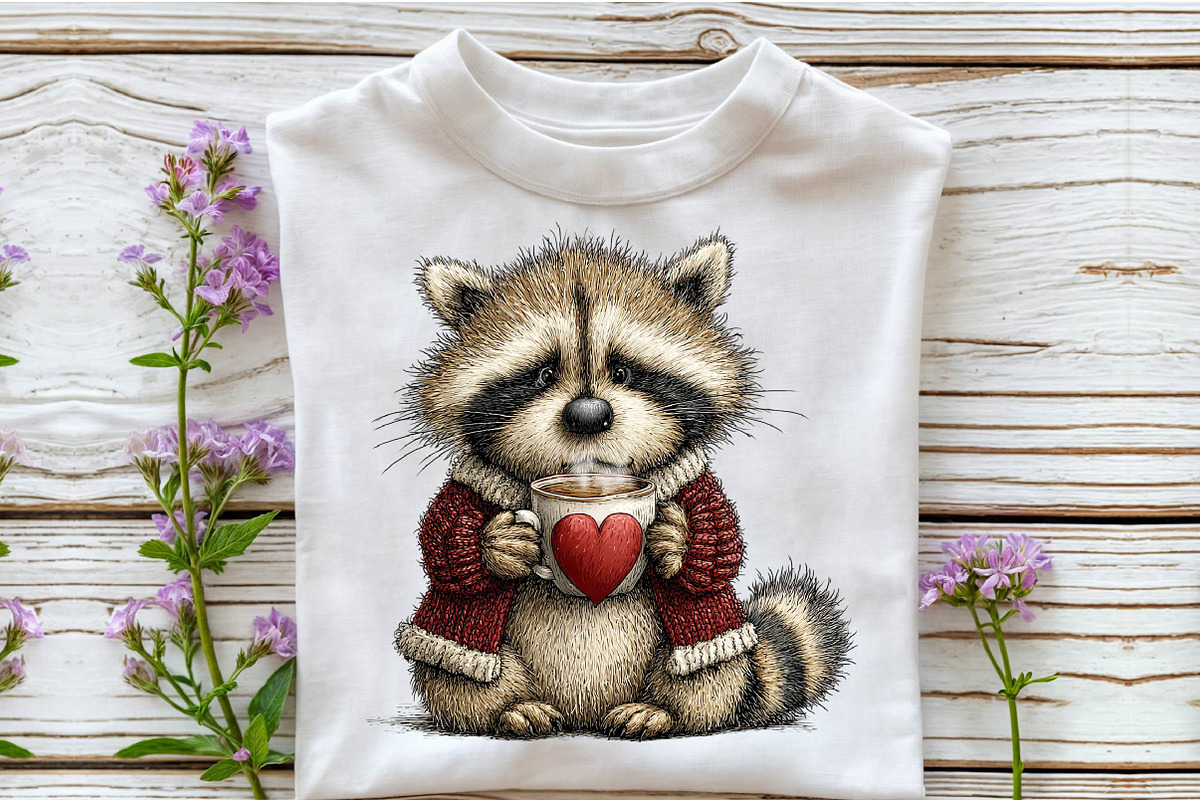Whimsical Valentine Raccoon Clipart, an Illustration by Sublimation Artist (Photo 6 of 6)
