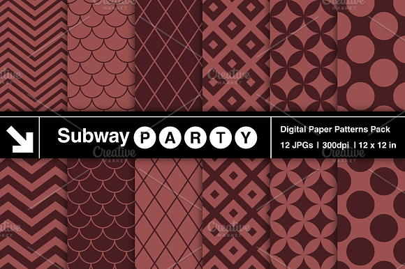 Marsala Retro Geometric Papers preview 3