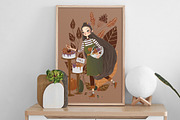 Unique Fall Baker Girl Illustration, a Seasonal Illustration by Chloe's Illustrations (Thumbnail 4 of 4)