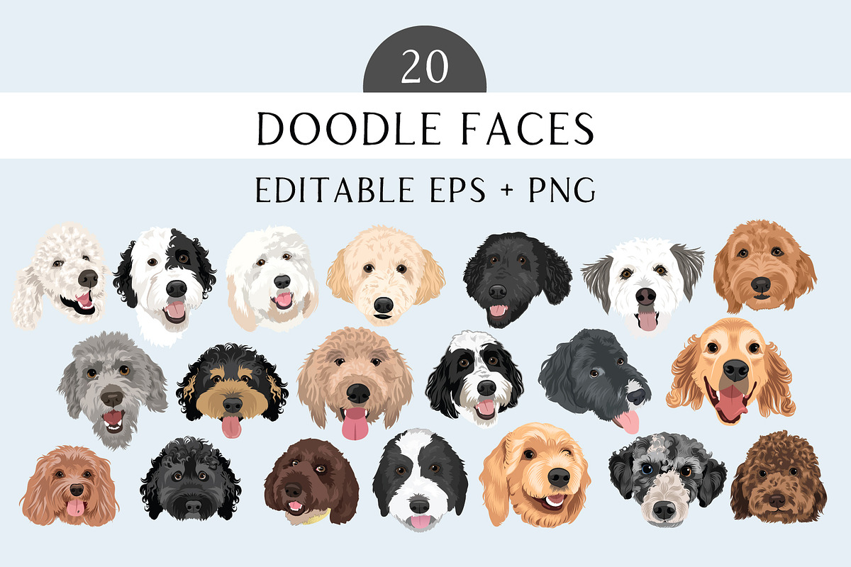 Labradoodle Goldendoodle Clip Art, an Illustration by Putnam Road Art (Photo 1 of 3)
