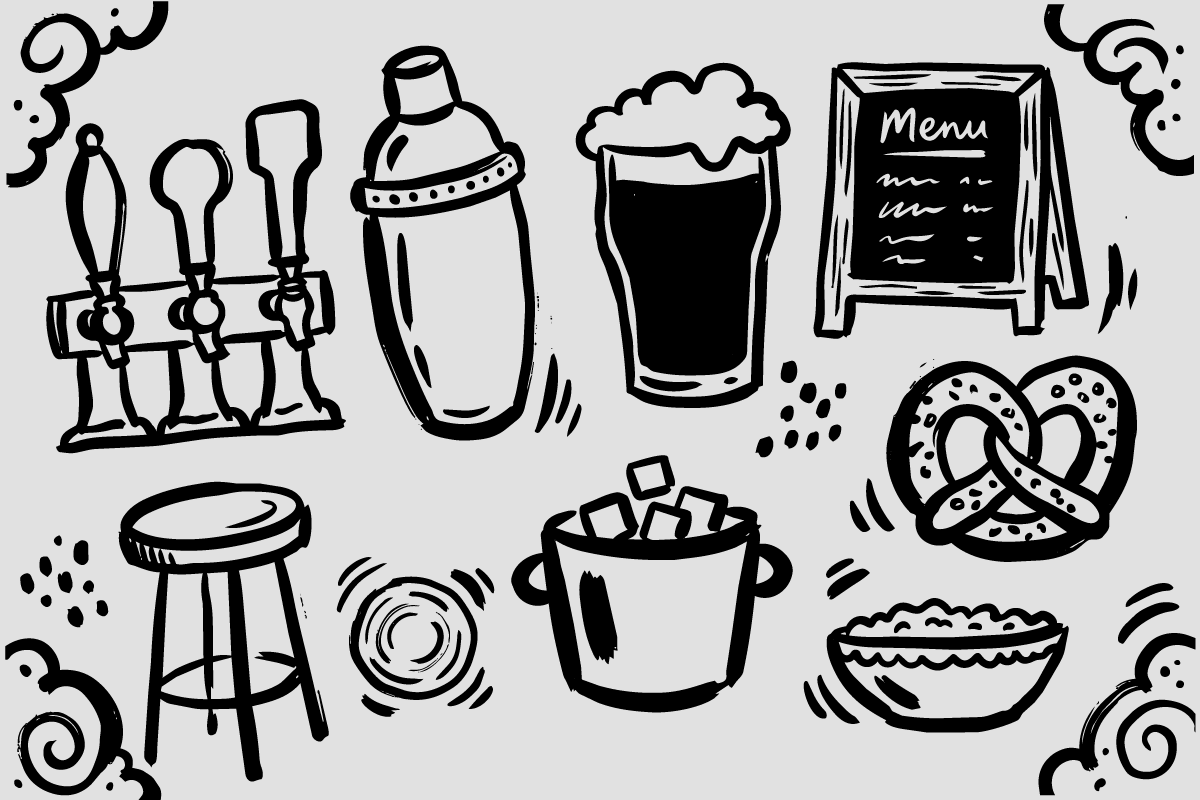 Whiskey, Craft Beer & Spirits Doodle, a Food Illustration by Huza Studio (Photo 5 of 10)