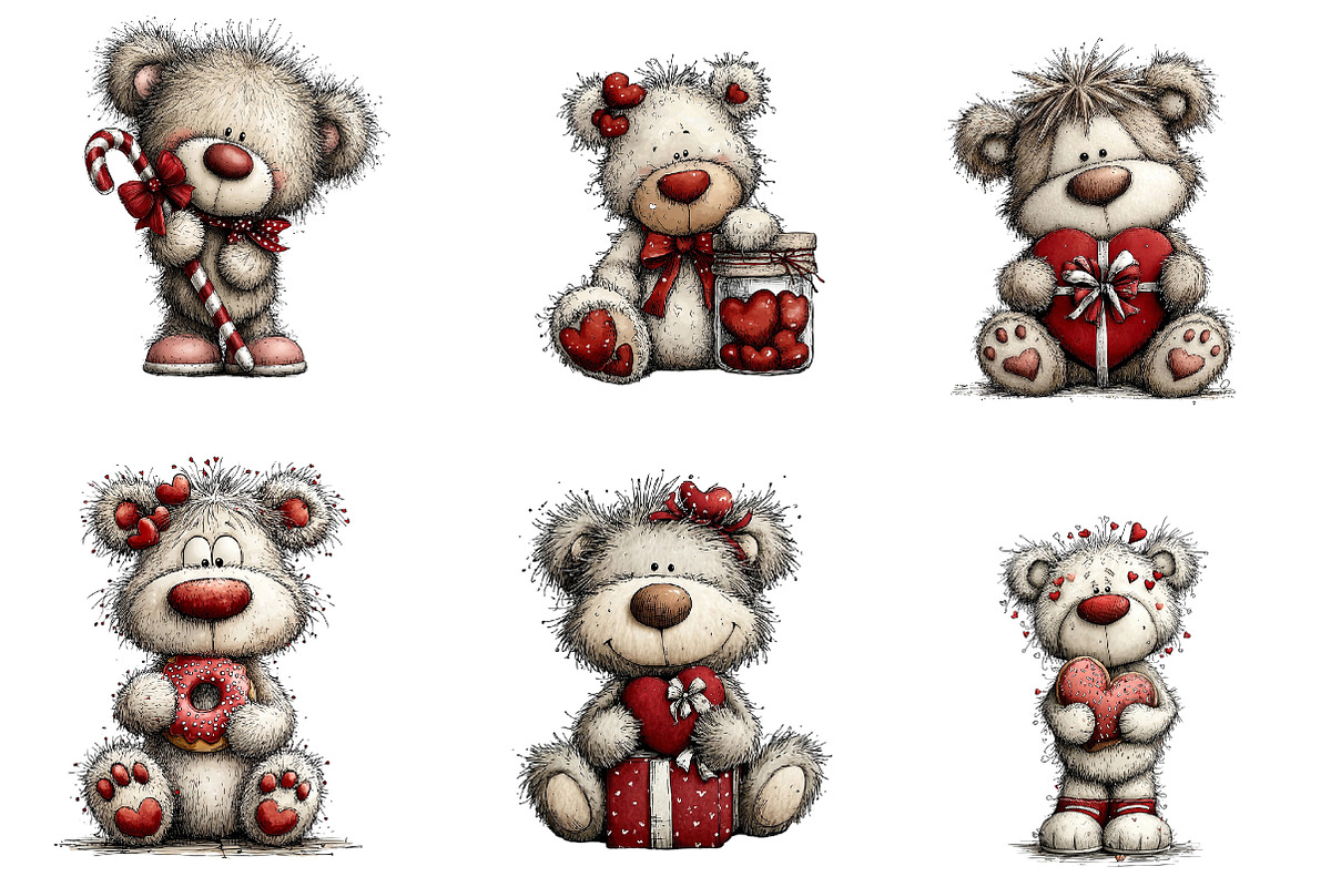 Valentines Teddy Bear Clipart, an Illustration by CreationArt (Photo 4 of 5)