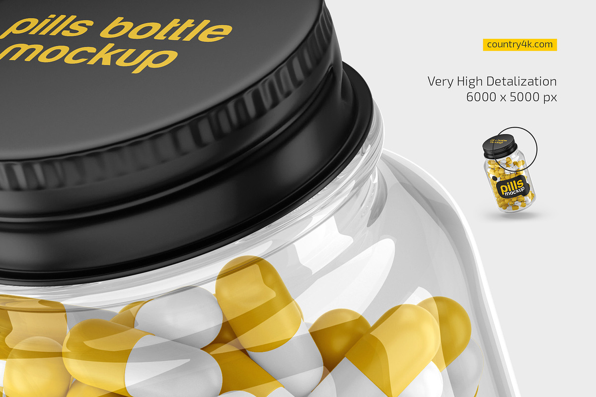 Clear Pills Bottle Mockup Set, a Packaging Mockup by Country4k (Photo 3 of 4)