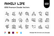 120 Hand Drawn Family Life Icons, an Outline Icon by Brickclay (Thumbnail 1 of 6)