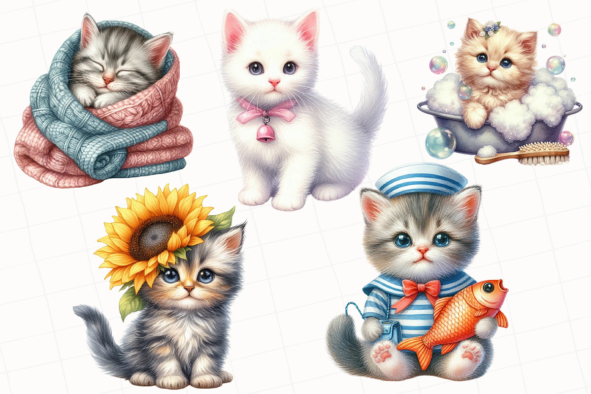 Cute Cat Sublimation Clipart, an Illustration by OK Design (Photo 3 of 5)