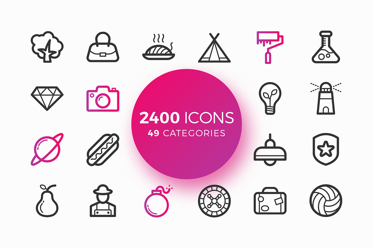 2400+ Pixel Perfect Icons, an Outline Icon by P.F. Creative Lab (Photo 2 of 6)