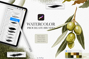 Watercolor Brushes for Procreate, a Brush Add-On by owlasya (Thumbnail 1 of 9)