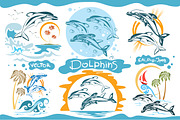 Dolphins and the sea. Vector art., an Animal Illustration by Kopirin (Thumbnail 1 of 6)