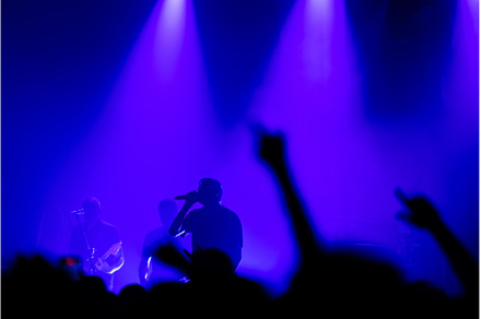 Audience beneath blue lights - rock, a Background Photo by Barcelona_dreams