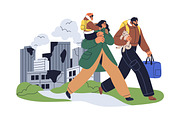 People moving set. Migration concept, a Person Illustration by Good Studio (Thumbnail 9 of 9)