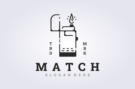 line art match lighter logo template