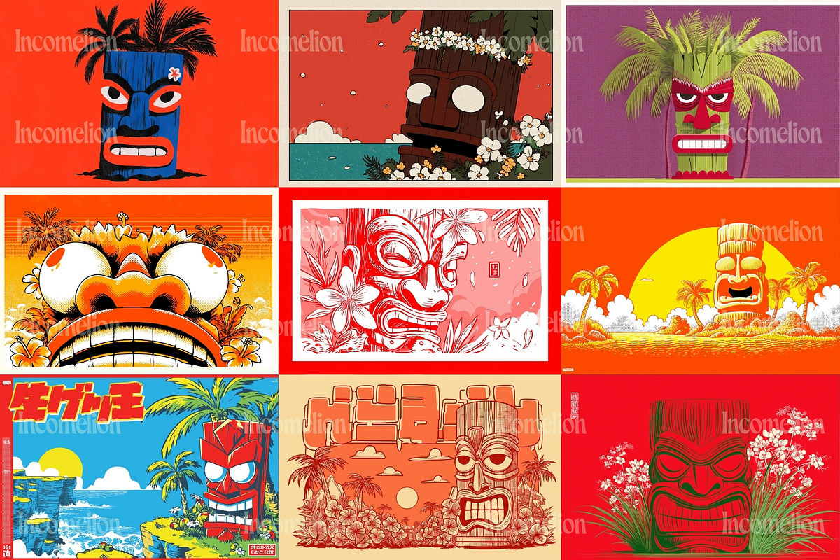 120 Tropical Tiki Mask Illustrations, a Decorative Illustration by Incomelion (Photo 13 of 20)