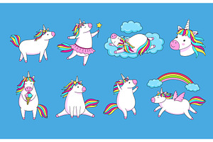 Cute cartoon unicorns. Magic unicorn, a Graphic by winwin.art